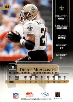 2002 Leaf Rookies & Stars #62 Deuce McAllister Back