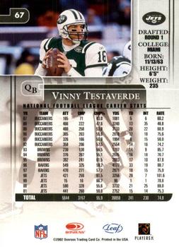 2002 Leaf Rookies & Stars #67 Vinny Testaverde Back