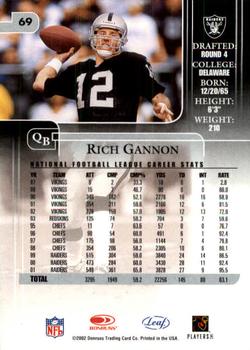 2002 Leaf Rookies & Stars #69 Rich Gannon Back
