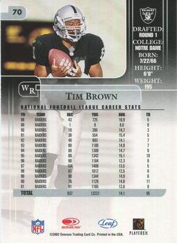 2002 Leaf Rookies & Stars #70 Tim Brown Back