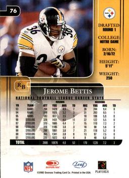 2002 Leaf Rookies & Stars #76 Jerome Bettis Back