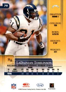 2002 Leaf Rookies & Stars #79 LaDainian Tomlinson Back