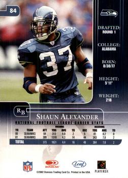2002 Leaf Rookies & Stars #84 Shaun Alexander Back