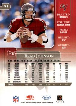 2002 Leaf Rookies & Stars #91 Brad Johnson Back