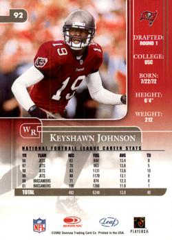 2002 Leaf Rookies & Stars #92 Keyshawn Johnson Back