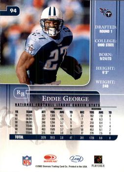 2002 Leaf Rookies & Stars #94 Eddie George Back