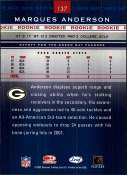 2002 Leaf Rookies & Stars #137 Marques Anderson Back