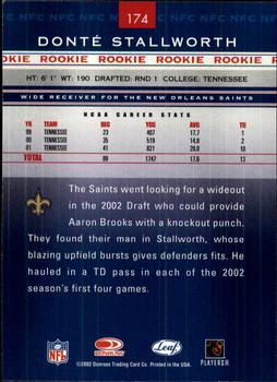 2002 Leaf Rookies & Stars #174 Donte Stallworth Back