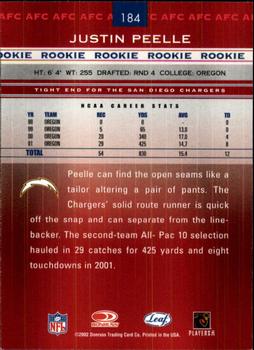 2002 Leaf Rookies & Stars #184 Justin Peelle Back