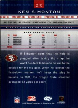 2002 Leaf Rookies & Stars #210 Ken Simonton Back