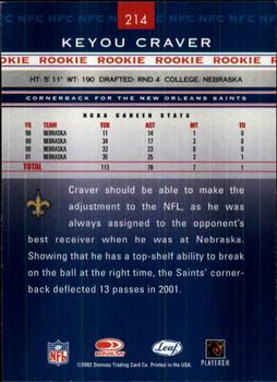 2002 Leaf Rookies & Stars #214 Keyuo Craver Back