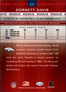 2002 Leaf Rookies & Stars #231 Dorsett Davis Back
