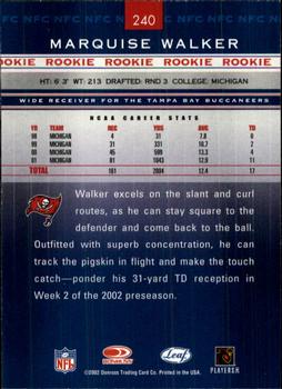 2002 Leaf Rookies & Stars #240 Marquise Walker Back