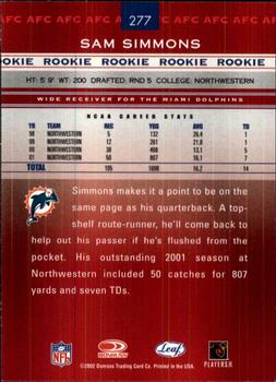 2002 Leaf Rookies & Stars #277 Sam Simmons Back
