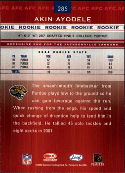 2002 Leaf Rookies & Stars #285 Akin Ayodele Back