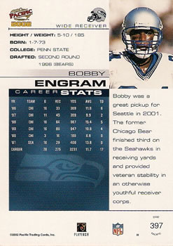 2002 Pacific #397 Bobby Engram Back