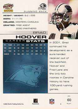 2002 Pacific #60 Brad Hoover Back