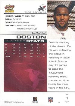 2002 Pacific #1 David Boston Back