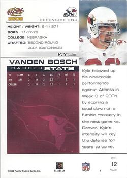 2002 Pacific #12 Kyle Vanden Bosch Back