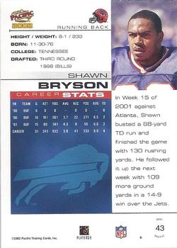 2002 Pacific #43 Shawn Bryson Back