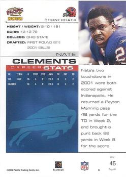 2002 Pacific #45 Nate Clements Back