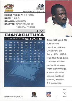 2002 Pacific #55 Tim Biakabutuka Back