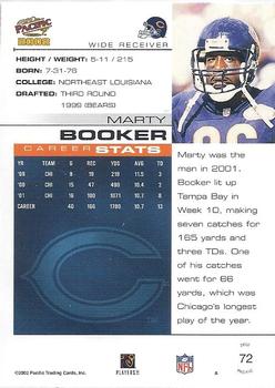 2002 Pacific #72 Marty Booker Back