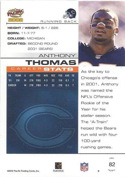 2002 Pacific #82 Anthony Thomas Back
