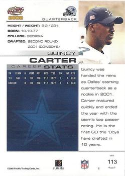 2002 Pacific #113 Quincy Carter Back
