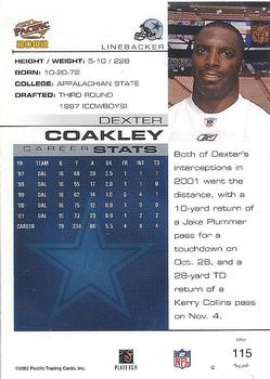 2002 Pacific #115 Dexter Coakley Back