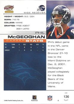 2002 Pacific #136 Phil McGeoghan Back