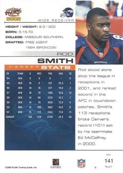 2002 Pacific #141 Rod Smith Back