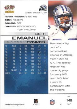 2002 Pacific #148 Bert Emanuel Back