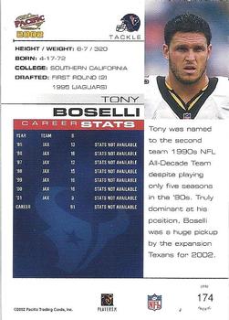 2002 Pacific #174 Tony Boselli Back