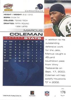 2002 Pacific #176 Marcus Coleman Back