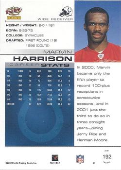 2002 Pacific #192 Marvin Harrison Back