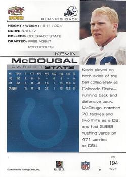 2002 Pacific #194 Kevin McDougal Back