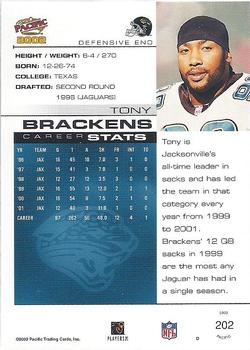 2002 Pacific #202 Tony Brackens Back