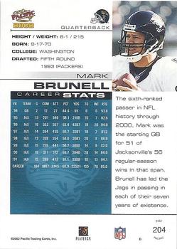 2002 Pacific #204 Mark Brunell Back
