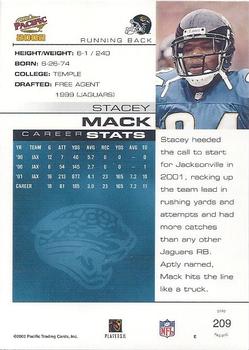 2002 Pacific #209 Stacey Mack Back