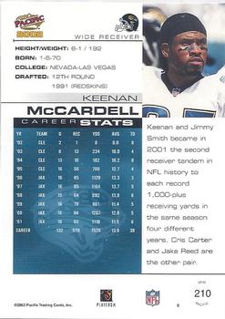 2002 Pacific #210 Keenan McCardell Back