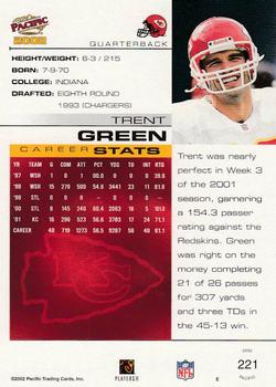 2002 Pacific #221 Trent Green Back