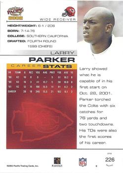 2002 Pacific #226 Larry Parker Back