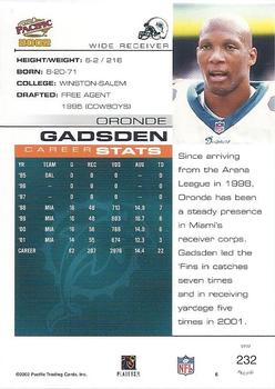 2002 Pacific #232 Oronde Gadsden Back