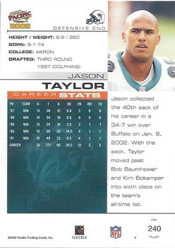 2002 Pacific #240 Jason Taylor Back