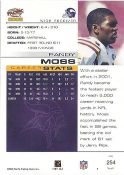 2002 Pacific #254 Randy Moss Back
