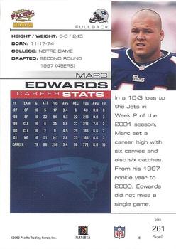 2002 Pacific #261 Marc Edwards Back