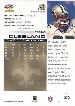 2002 Pacific #272 Cam Cleeland Back
