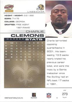 2002 Pacific #273 Charlie Clemons Back