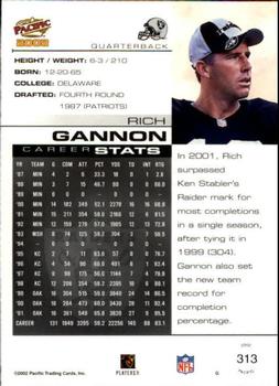 2002 Pacific #313 Rich Gannon Back